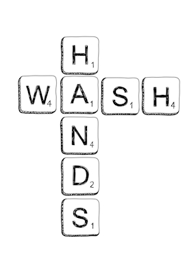 Wash hands - bokstäver