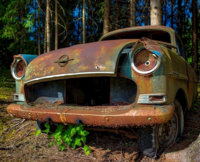 Opel gedumpt in het bos