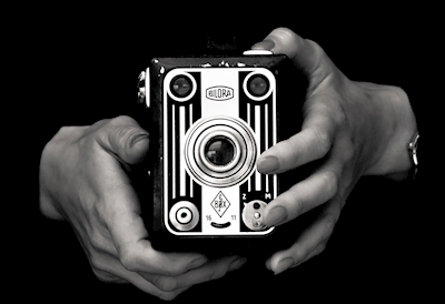 appareil photo noir et blanc vintage