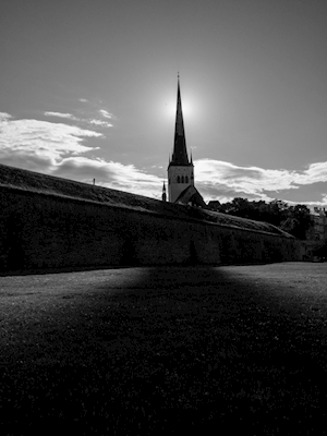Church tower shadow