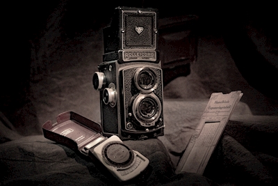 Een tweeogige vintage camera