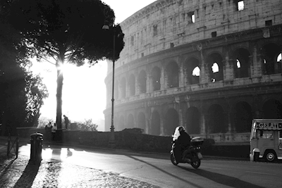 Tidig morgon vid Colosseum