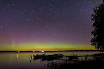 L'aurora boreale su Mullsjön a Hjo