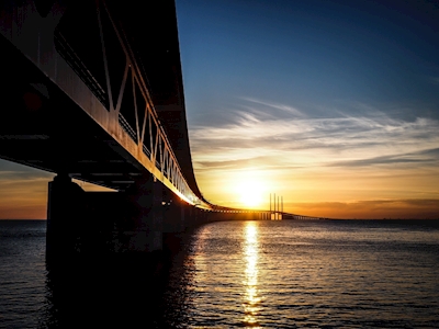 Pont de l’Öresund au coucher du soleil