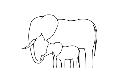 De moeder van de olifant met haar kalf2