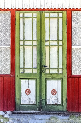 Dörr i allmogestil, akvarell