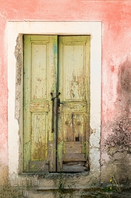 Zelené dveře, akvarel