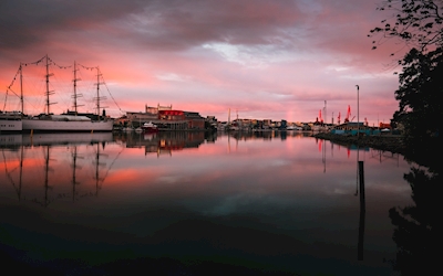 Hafen von Göteborg Sonnenaufgang