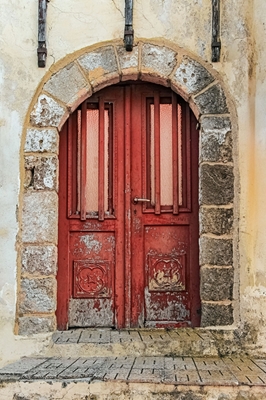 Orange Tür mit Patina