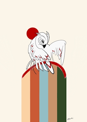 Hibou avec arc-en-ciel de couleurs 