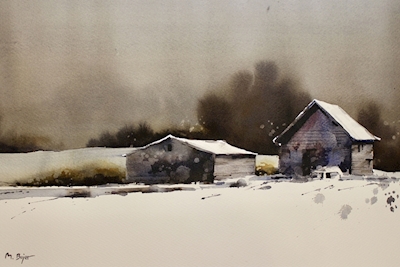 Des cabanes dans la neige