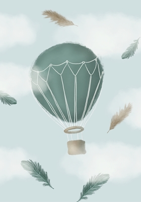 Balon na ogrzane powietrze wśród piór