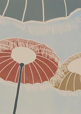 På stranden - parasoller