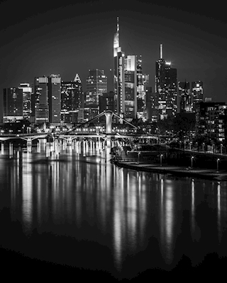 Skyline di Francoforte in bianco e nero