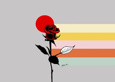 Rote Rose mit Regenbogen 
