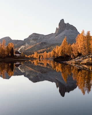 Autumn lake in the Dolomites