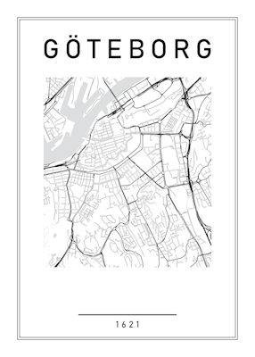 Póster del mapa de Gotemburgo