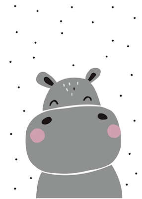 Póster de dibujos animados para niños de hipopótamo