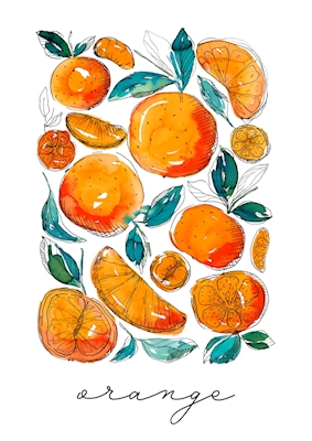 Søte akvarellappelsiner 
