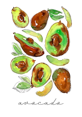 Green Watercolor Avocado