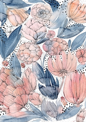 Blush akvarell blomst markedet