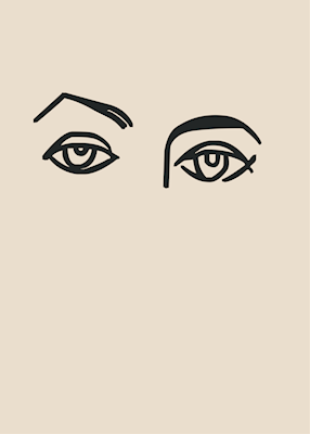 Occhi femminili in poster beige