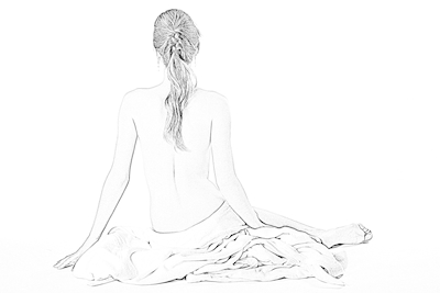 Dibujo desnudo de una mujer joven