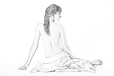 Desenho nu de uma jovem mulher