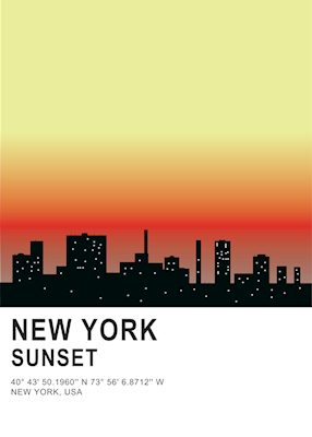 Affiche du coucher de soleil de New York