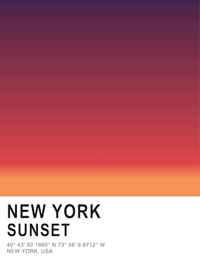 New Yorkin auringonlaskun juliste