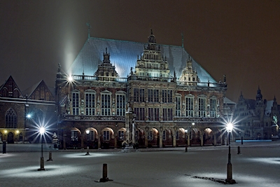 Brémská radnice v noci