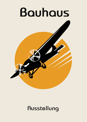 Plakát s letadlem Bauhausu