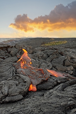 Red glowing lava flow