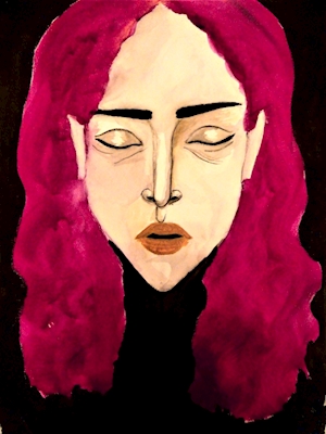 The girl with closed eyes
