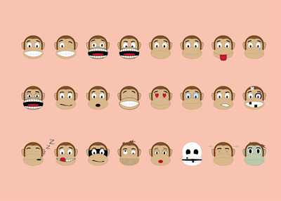 Emoji de caras de macaco