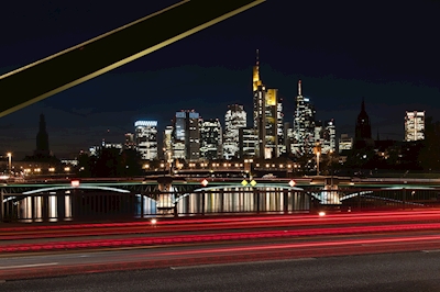 Skyline på natten Frankfurt
