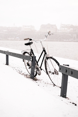 Retro cykel i sneen
