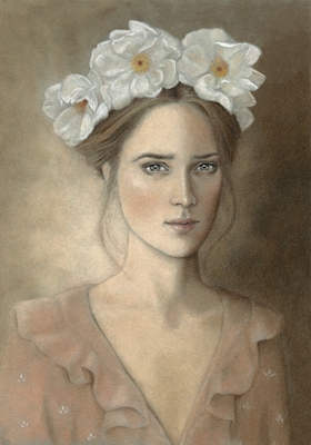 Jente med blomsterkrans