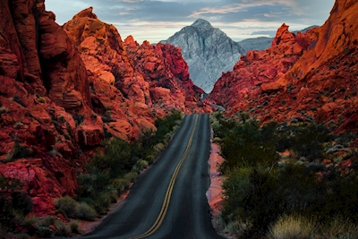 Red poetic mountain road 