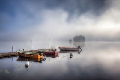 Foggy morning at lake Grycken
