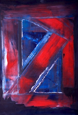 Abstrakte former røde og blå