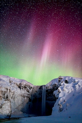 Auroras over Skogafoss