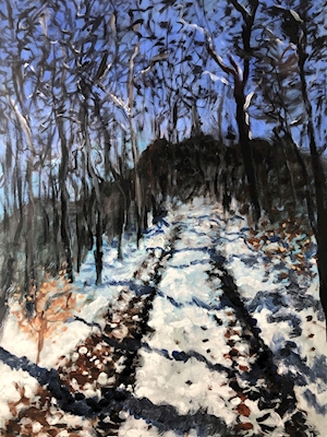 Camino forestal en invierno