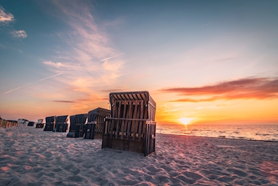 Solnedgång Östersjöns strand