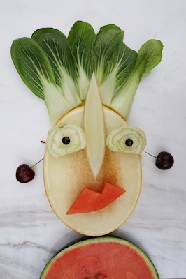 Retrato de frutas e vegetais