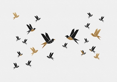 Collage di uccelli origami III