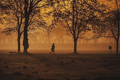 Jogger bei Sonnenaufgang