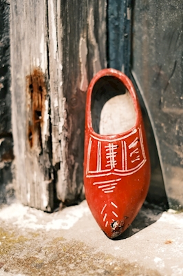 Red wooden clog
