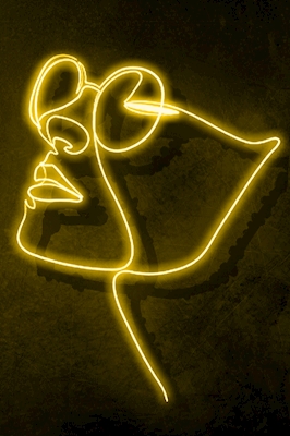 Abstrakte Zeichnung Neon Kopf
