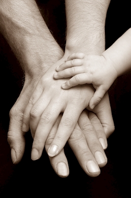 Hände einer Familie